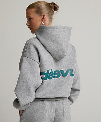 Dès Vu Womens Full Zip Scuba Hoodie in Grey
