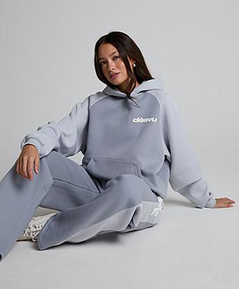 Dès Vu Womens Check Hoodie in Ice Grey