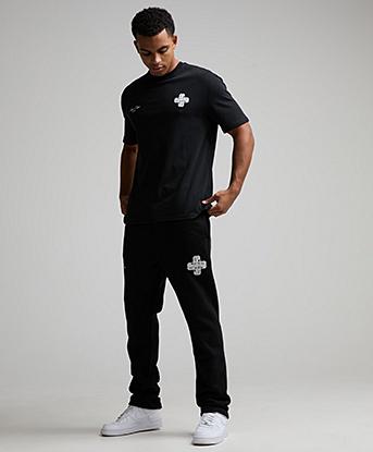 CAPO Emblem Heavyweight Open Hem Jogger in Black / White