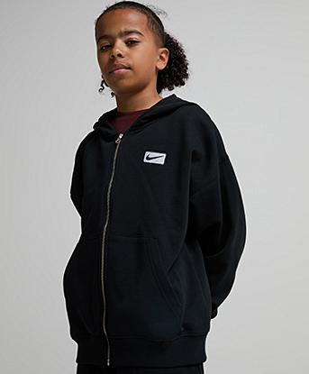 Nike Junior Oversized Full Zip Hoodie in Black