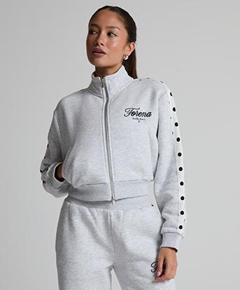 Forena Womens Iconic Dot Zip Through Jacket in Grey Marl