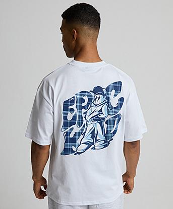 Epic Kid Check Logo T-Shirt in Optic White / Blue Check