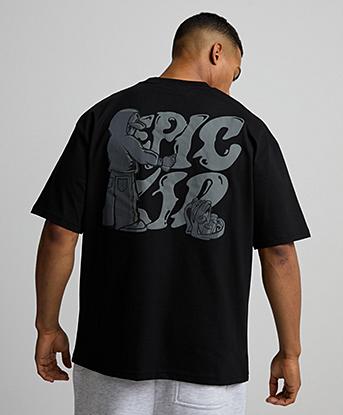 Epic Kid Spray Graffiti T-Shirt in Black / Charcoal