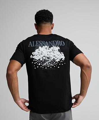 Alessandro Zavetti Cherry Blossom Tree T-Shirt in Black / Monochrome