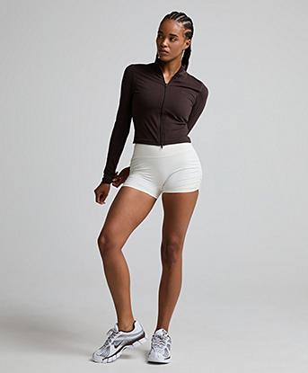 Myprotein Womens Tempo Crop Full Zip Top in Cocoa