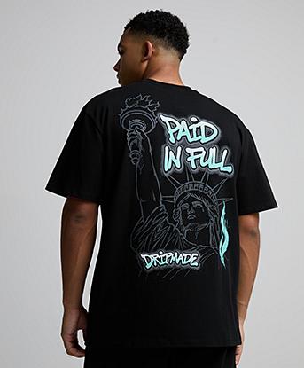 Dripmade Liberty Paid T-Shirt in Black / Teal