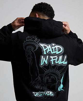 Dripmade Liberty Paid Overhead Hoodie in Black / Teal