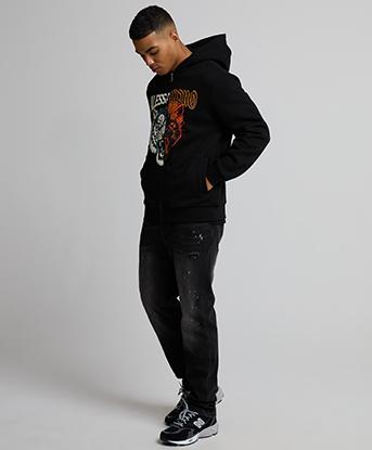 Alessandro Zavetti Animal Split Zip Through Hoodie in Black